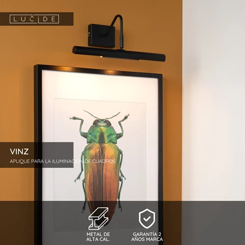 Lucide VINZ - Aplique para la iluminación de cuadros - 2xG9 - Negro - USP